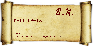 Bali Mária névjegykártya